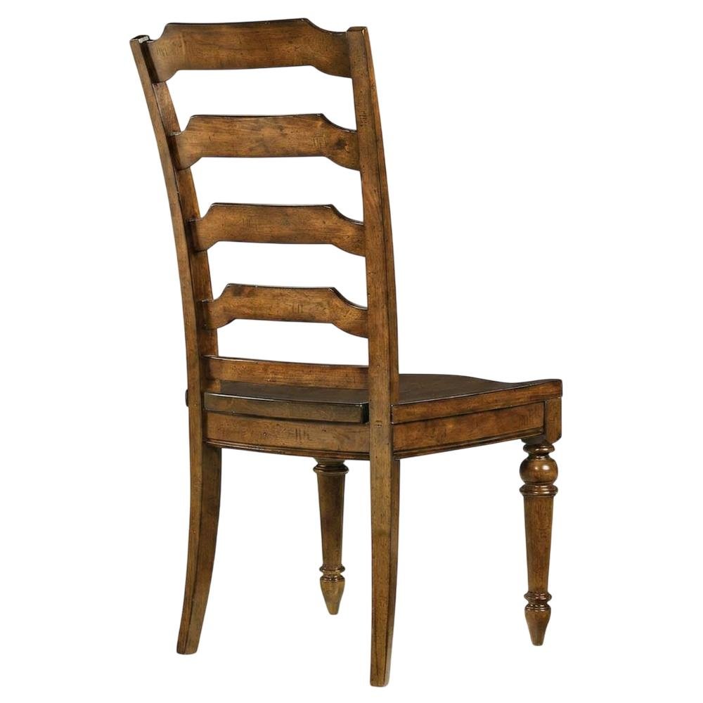 Alder Veneer Ladderback Wooden Dining Chair with Distressed Finish, Brown