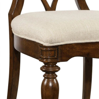 Fabric-Upholstered Splatback Dining Side Chair with High Back, Mahogany