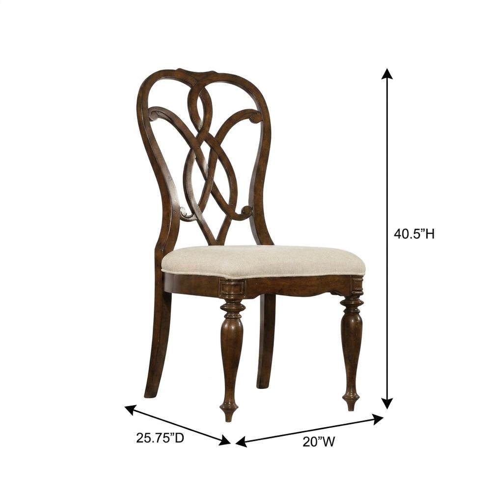 Fabric-Upholstered Splatback Dining Side Chair with High Back, Mahogany