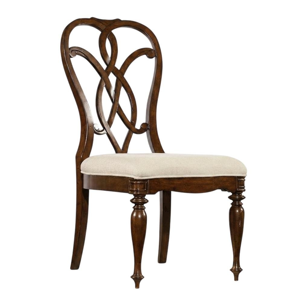 Fabric-Upholstered Splatback Dining Side Chair with High Back, Mahogany