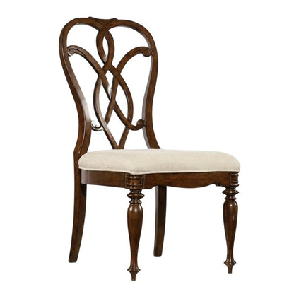 Fabric-Upholstered Splatback Dining Side Chair with High Back, Mahogany