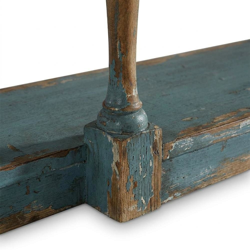 Pecky Pecan Veneer Entryway Console Table with Four Drawers with Storage, Blue