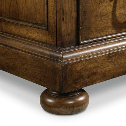 Pecky Pecan Veneer Executive Desk with Drawers, Brown
