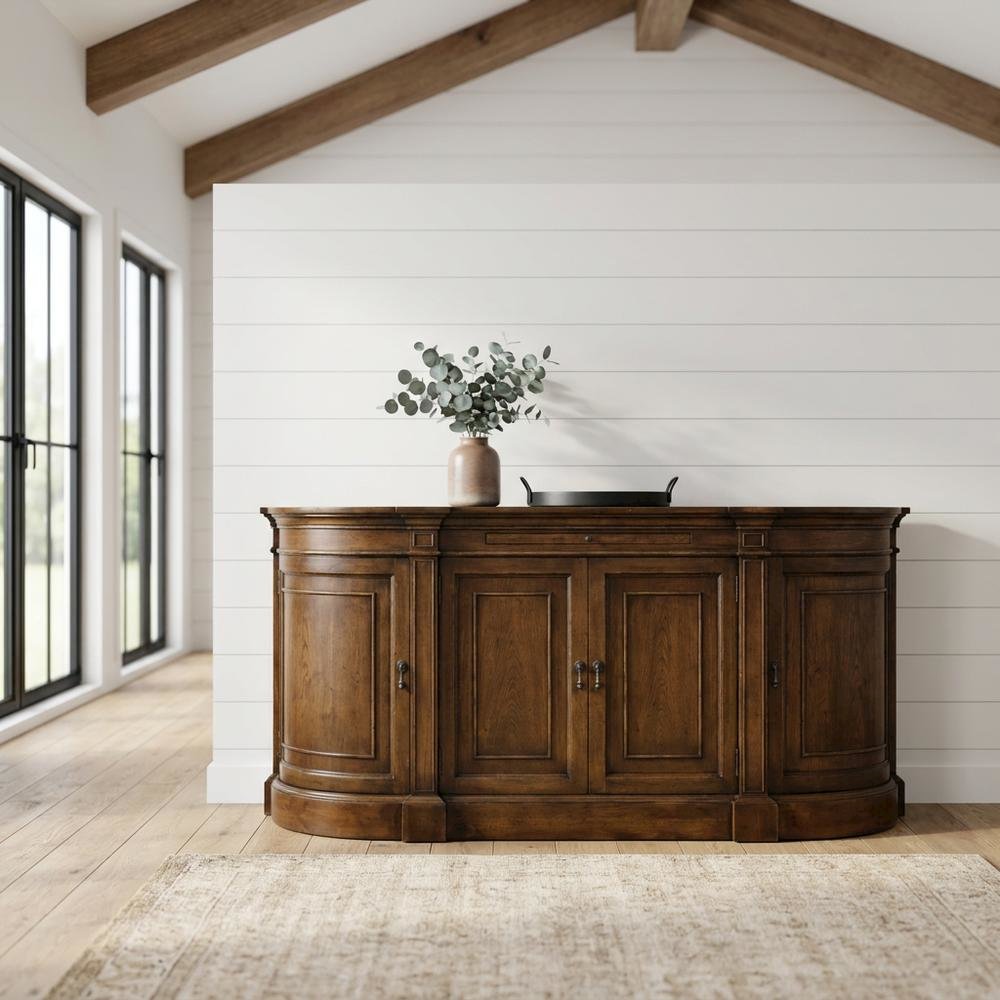Pecky Pecan Veneer Sideboard, Rustic Sideboard Buffet Cabinet, Brown
