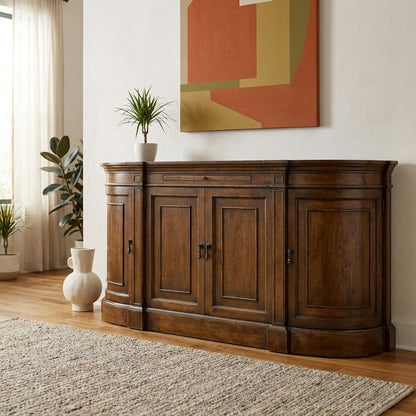 Pecky Pecan Veneer Sideboard, Rustic Sideboard Buffet Cabinet, Brown