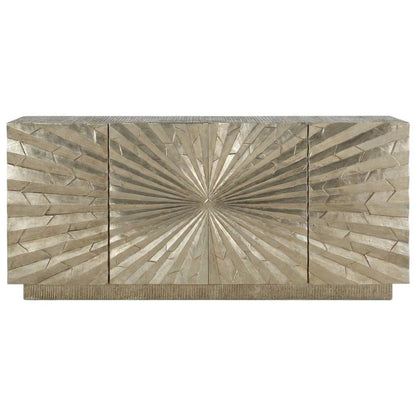 Solid Mango Wood TV Stand Entertainment Center with Storage, Silver