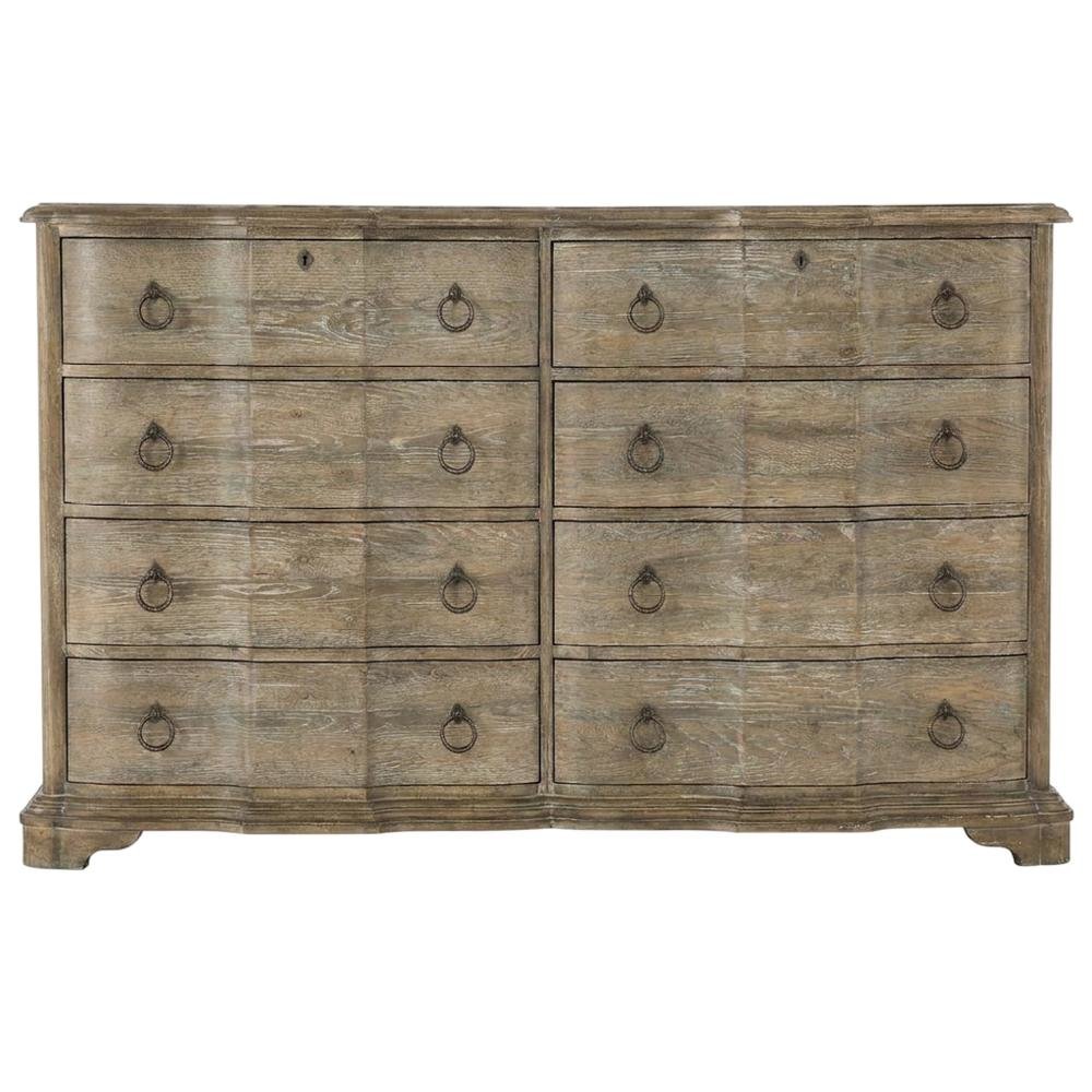 Poplar and Cedar Veneer Dresser with 8 Drawers, Distressed Wood Finish, Brown
