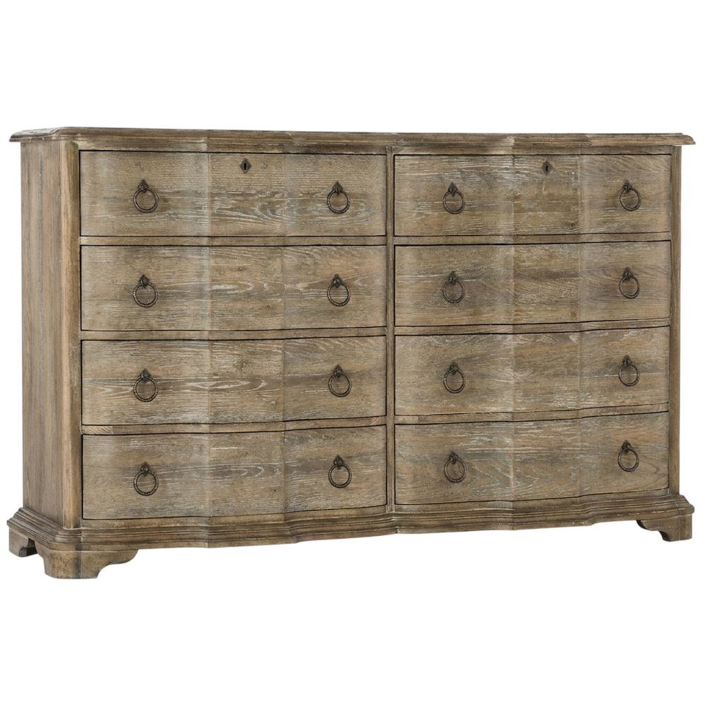 Poplar and Cedar Veneer Dresser with 8 Drawers, Distressed Wood Finish, Brown