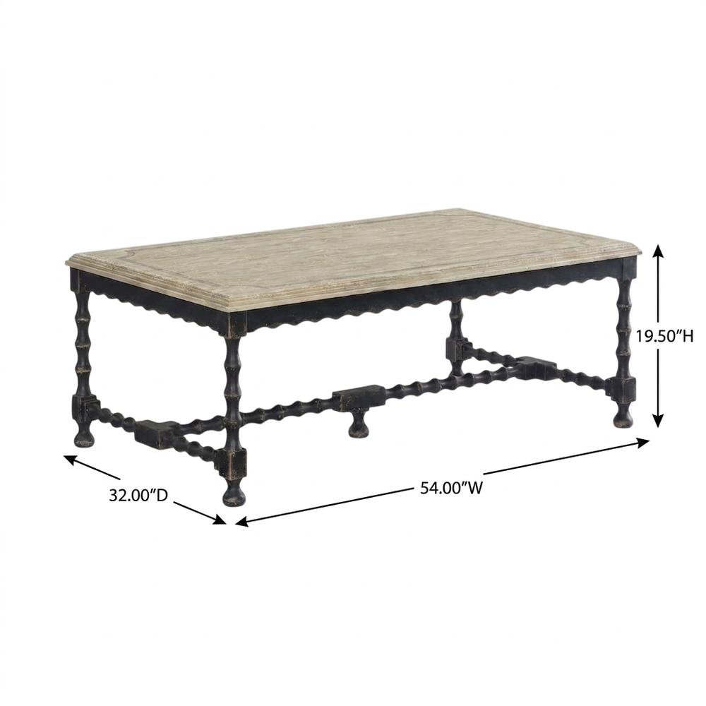 Maple Veneer Cocktail Table with Solid-Wood Edge Top for Living Room, Black