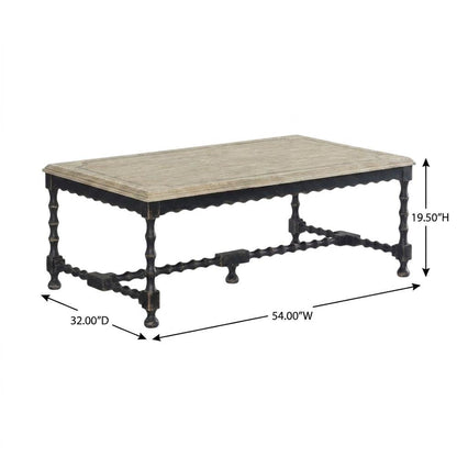 Maple Veneer Cocktail Table with Solid-Wood Edge Top for Living Room, Black