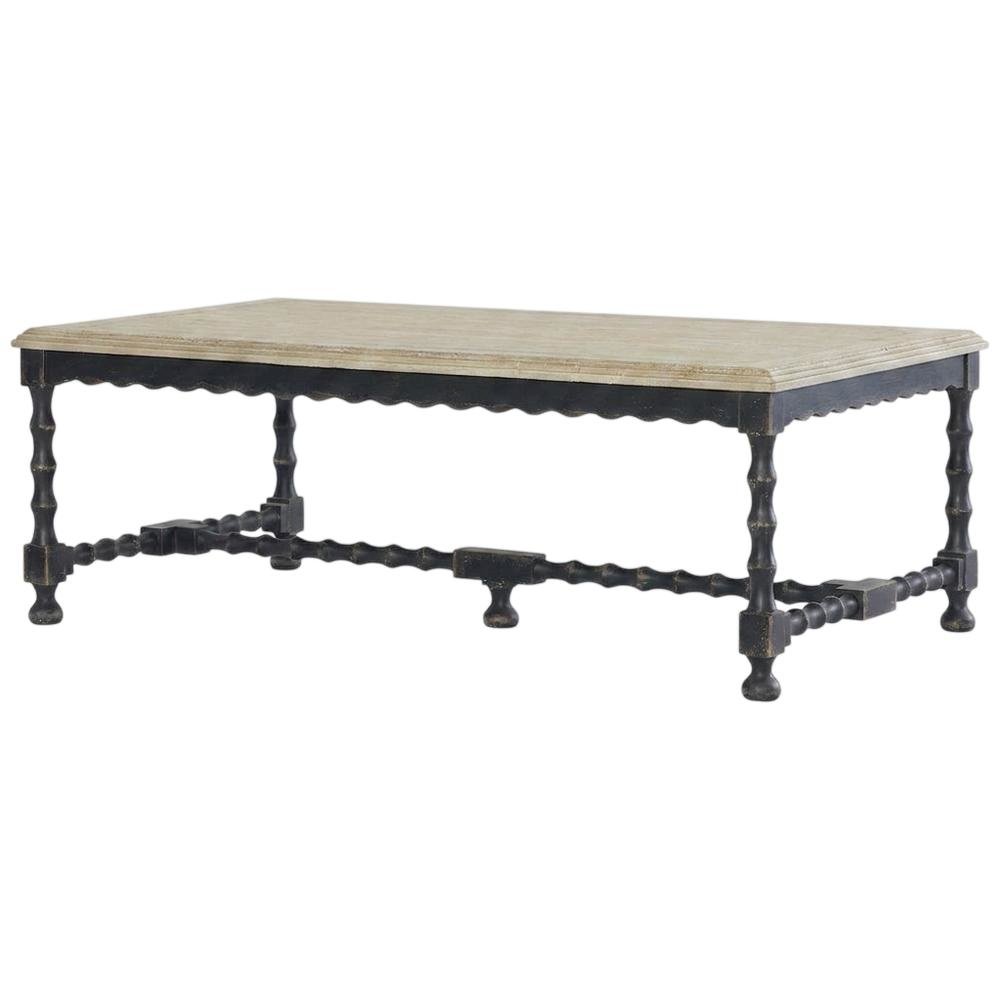 Maple Veneer Cocktail Table with Solid-Wood Edge Top for Living Room, Black
