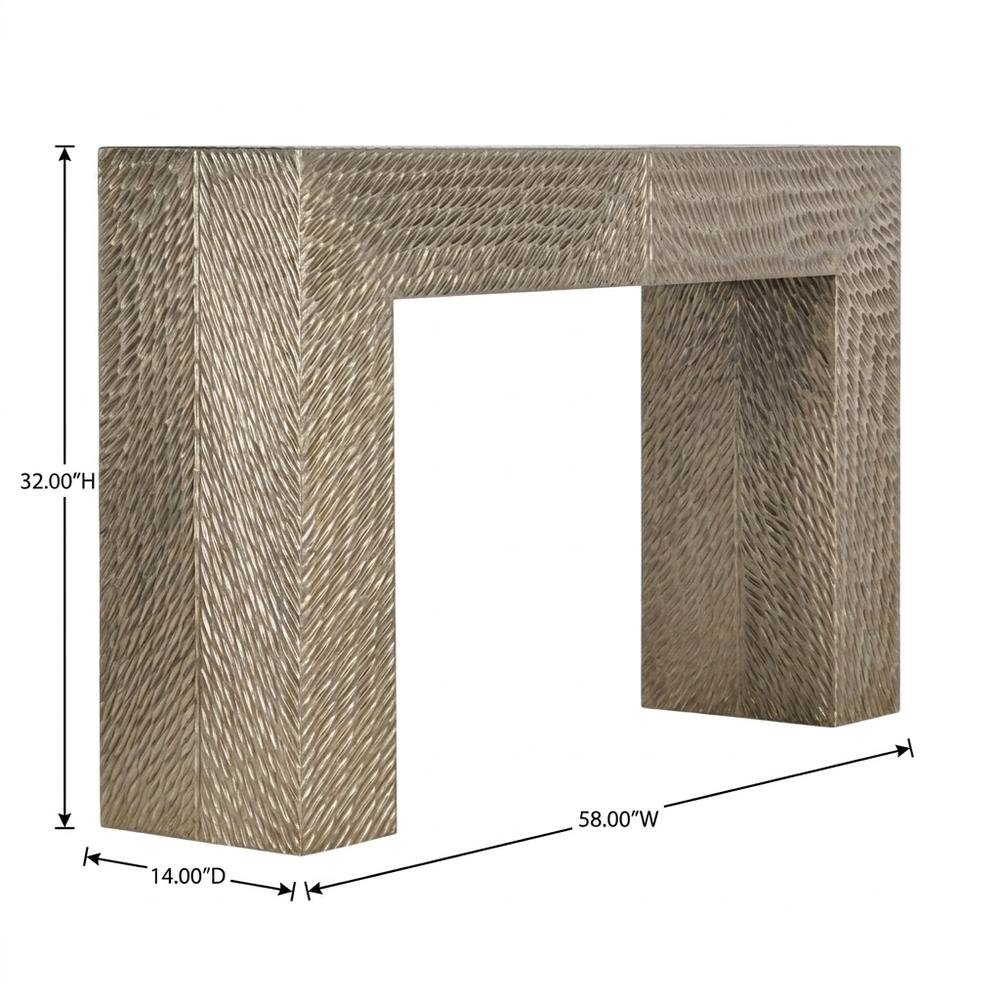 Tivoli German Foil Console Table, Entryway Sofa Table with Wood Frame, Silver