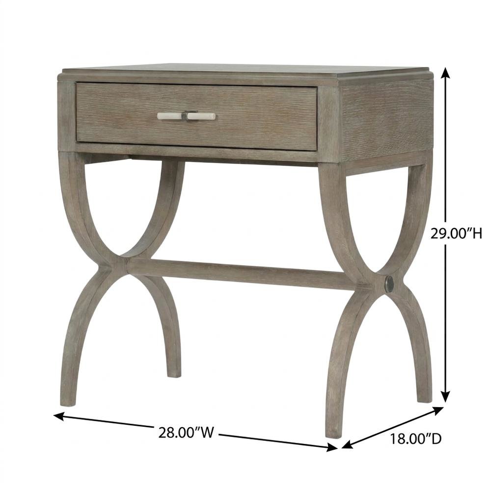 Oak Veneer Leg Nightstand, Bedside Side Table with Storage, Gray