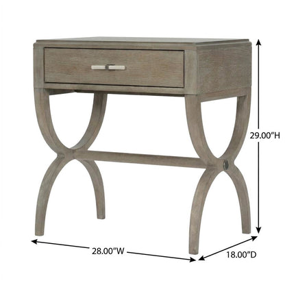 Oak Veneer Leg Nightstand, Bedside Side Table with Storage, Gray