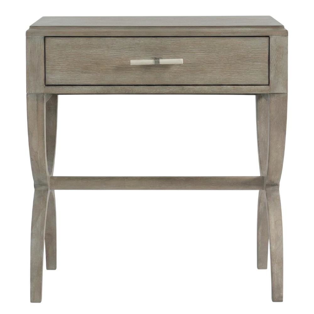 Oak Veneer Leg Nightstand, Bedside Side Table with Storage, Gray
