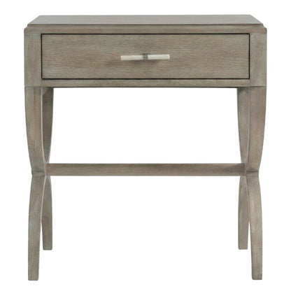 Oak Veneer Leg Nightstand, Bedside Side Table with Storage, Gray