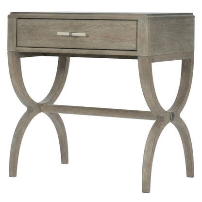 Oak Veneer Leg Nightstand, Bedside Side Table with Storage, Gray