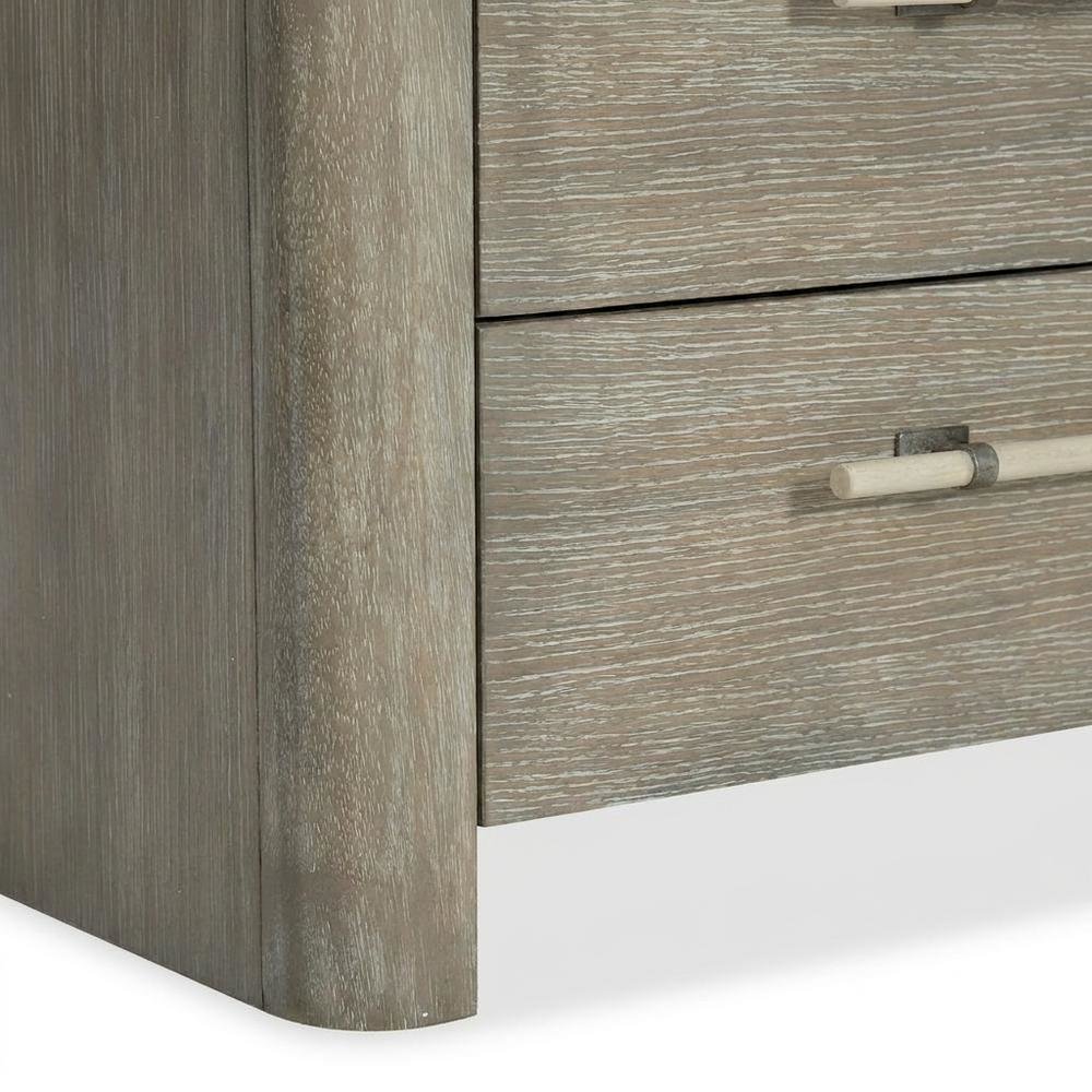 Oak Veneer Nightstand with Three Drawers, Tall Bedside Table with Storage, Gray