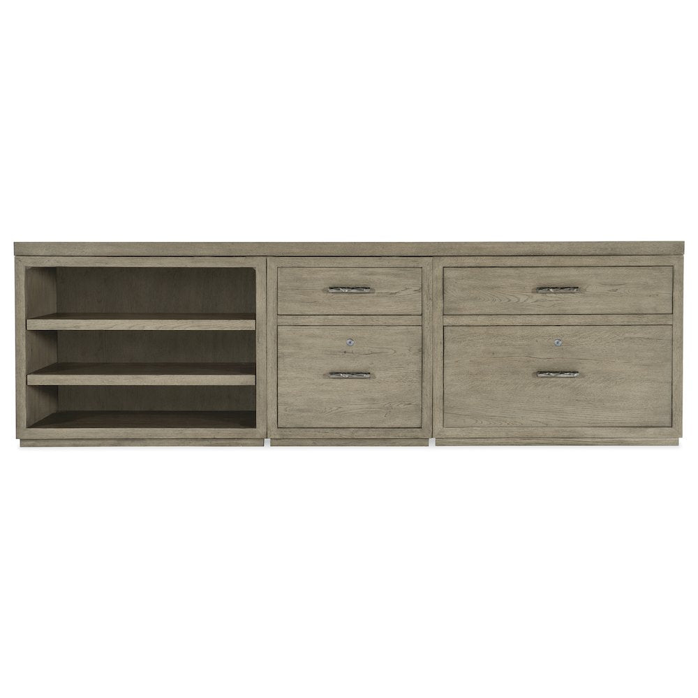 Linville Falls 96" Credenza with File, Lateral File and Open Desk Cabinet