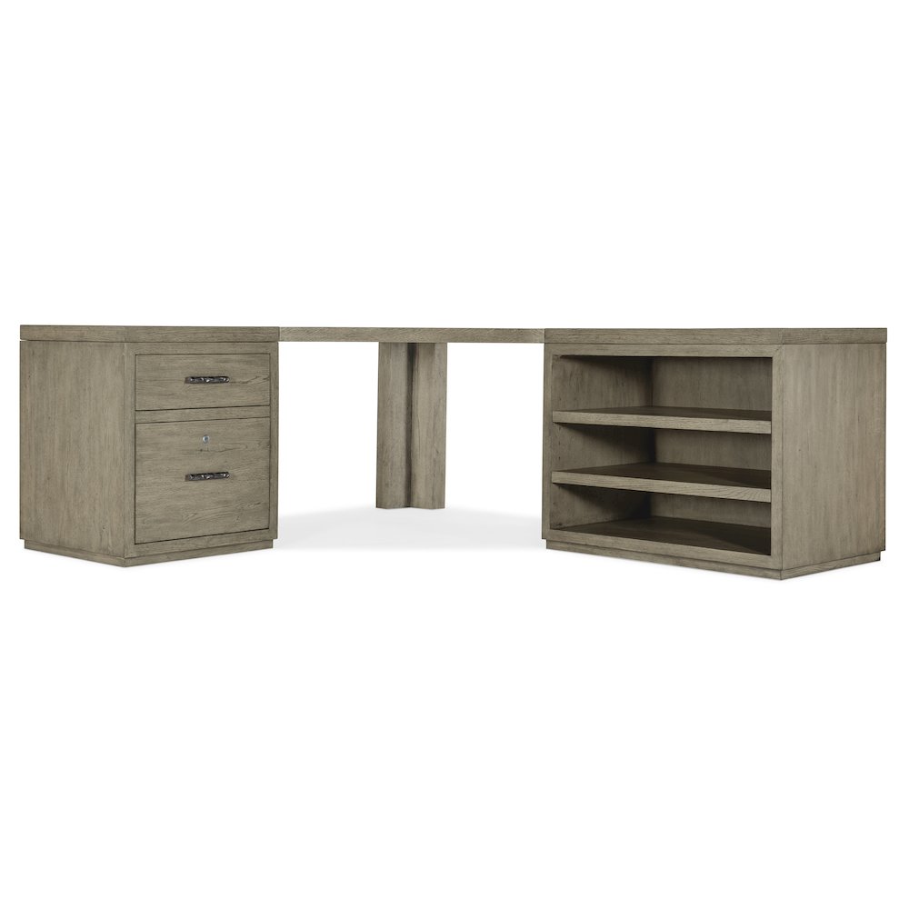 Linville Falls Corner Desk with File and Open Desk Cabinet