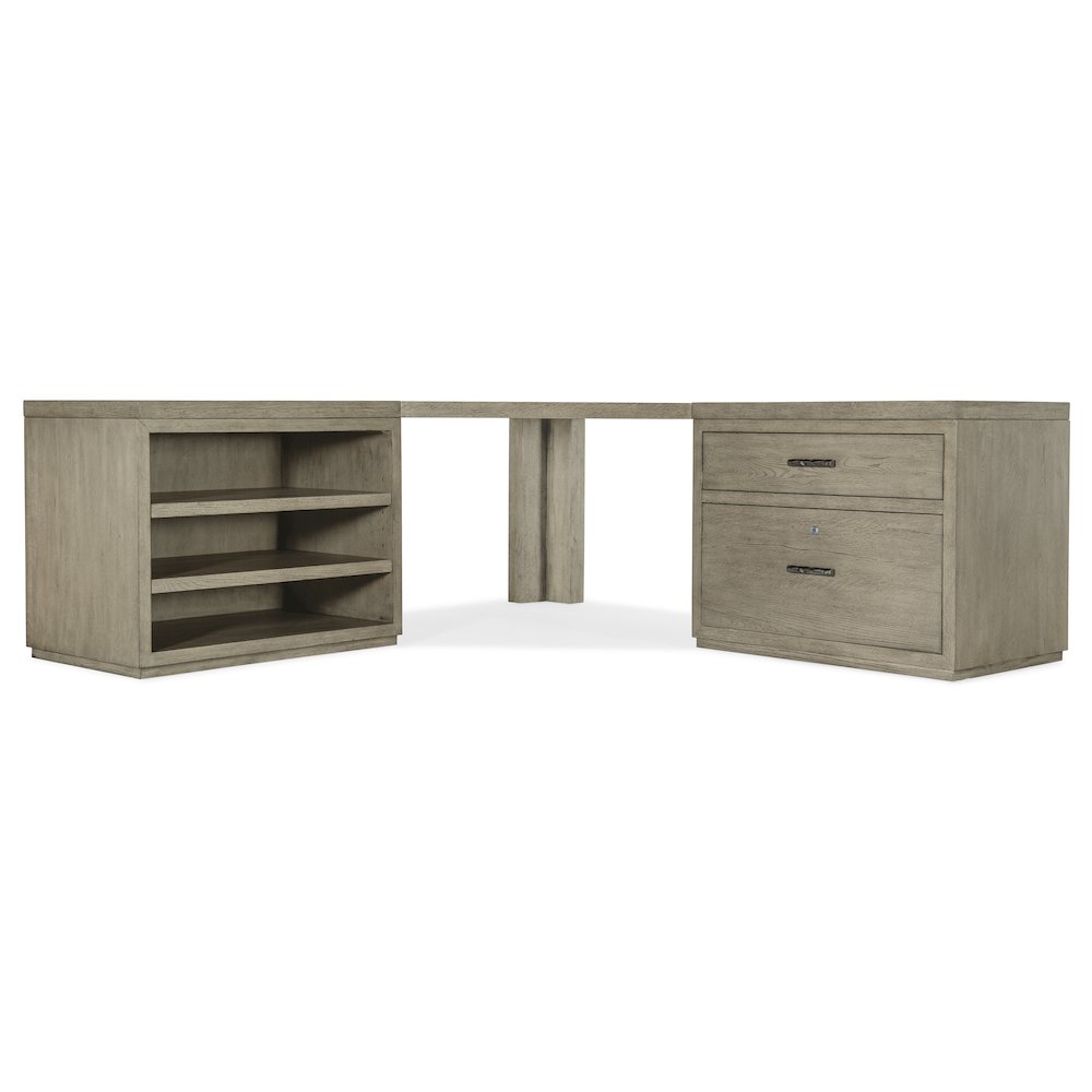 Linville Falls Corner Desk with Lateral File and Open Desk Cabinet