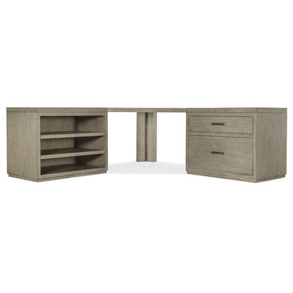 Linville Falls Corner Desk with Lateral File and Open Desk Cabinet