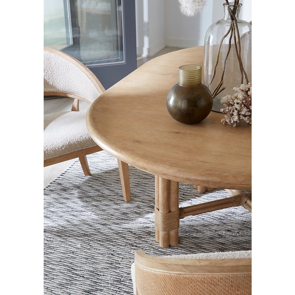 Retreat Pole Rattan Round Dining Table with 1-20in Leaf