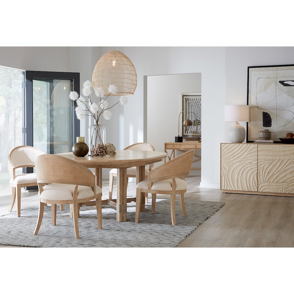 Retreat Pole Rattan Round Dining Table with 1-20in Leaf