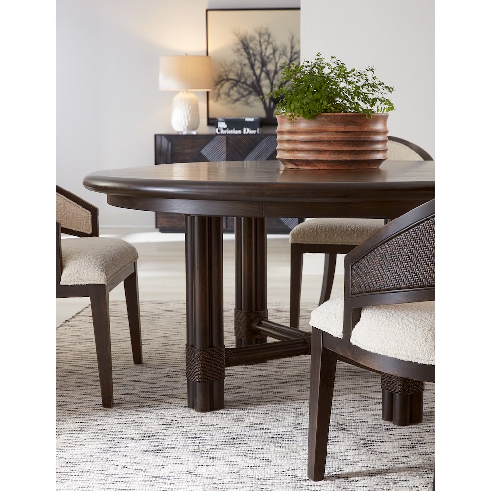 Retreat Pole Rattan Round Dining Table with 1-20in Leaf