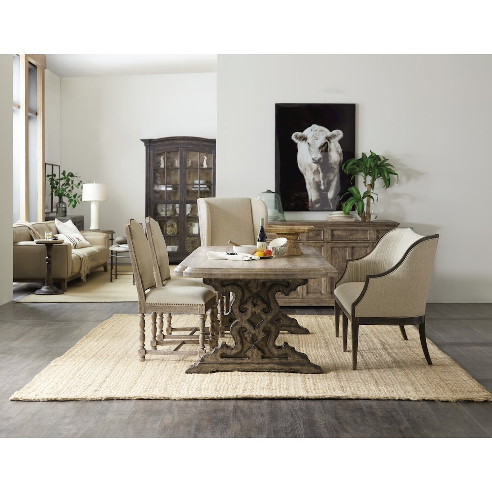La Grange Le Vieux 86in Double Pedestal Table with 2-18in Leaves