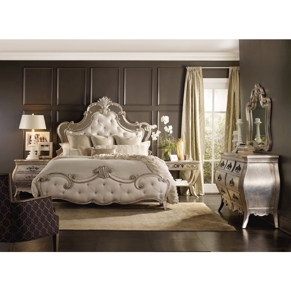 Hooker Furniture Sanctuary Upholstered King Bed in Silver