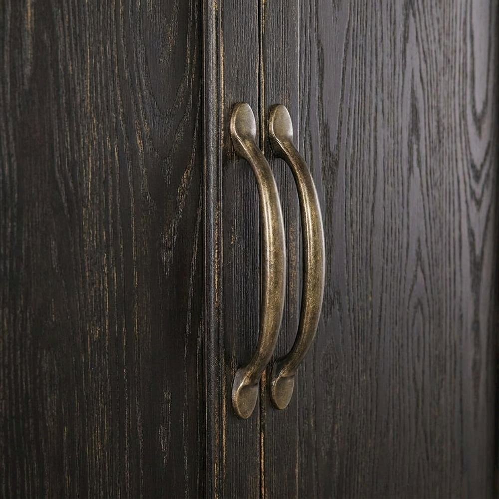 Oak Veneer Armoire Wardrobe Closet with Drawers and Shelves with Storage, Black