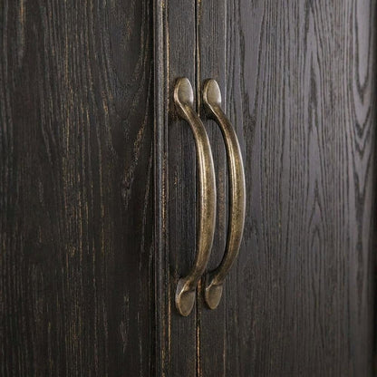 Oak Veneer Armoire Wardrobe Closet with Drawers and Shelves with Storage, Black