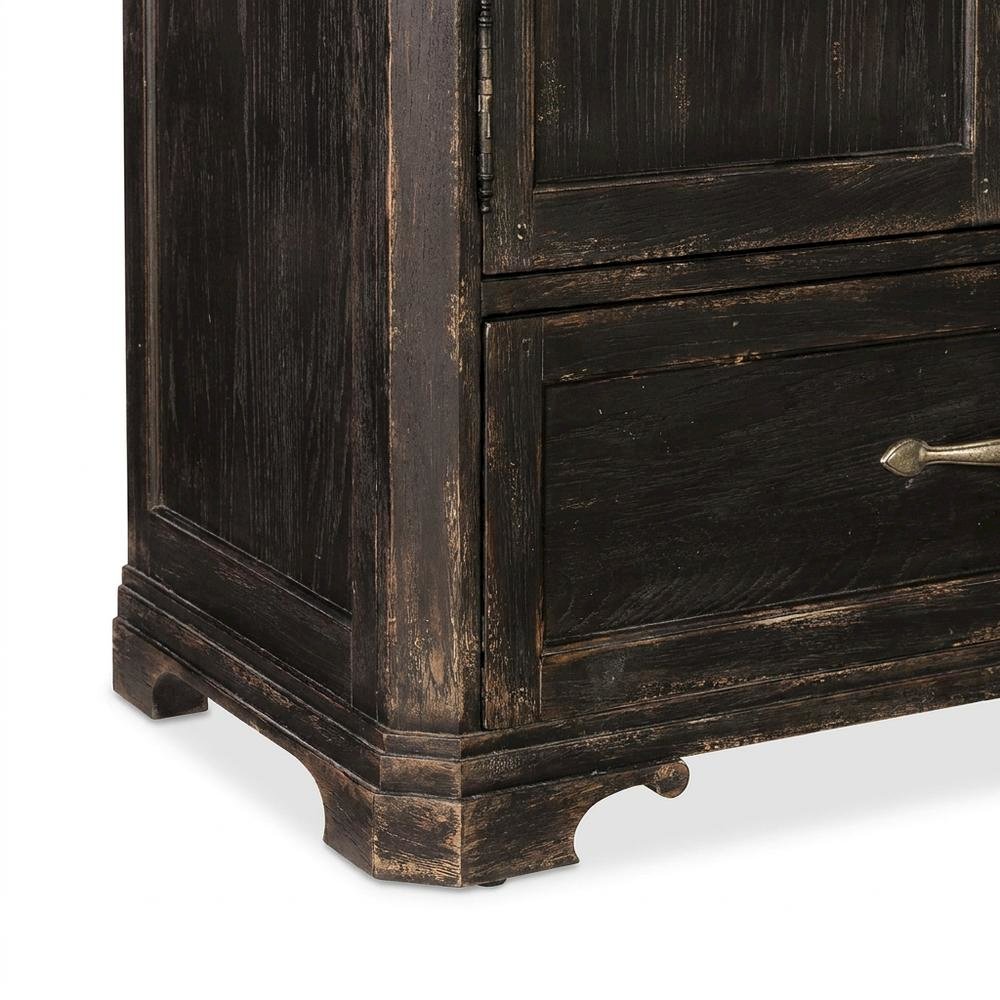 Oak Veneer Armoire Wardrobe Closet with Drawers and Shelves with Storage, Black