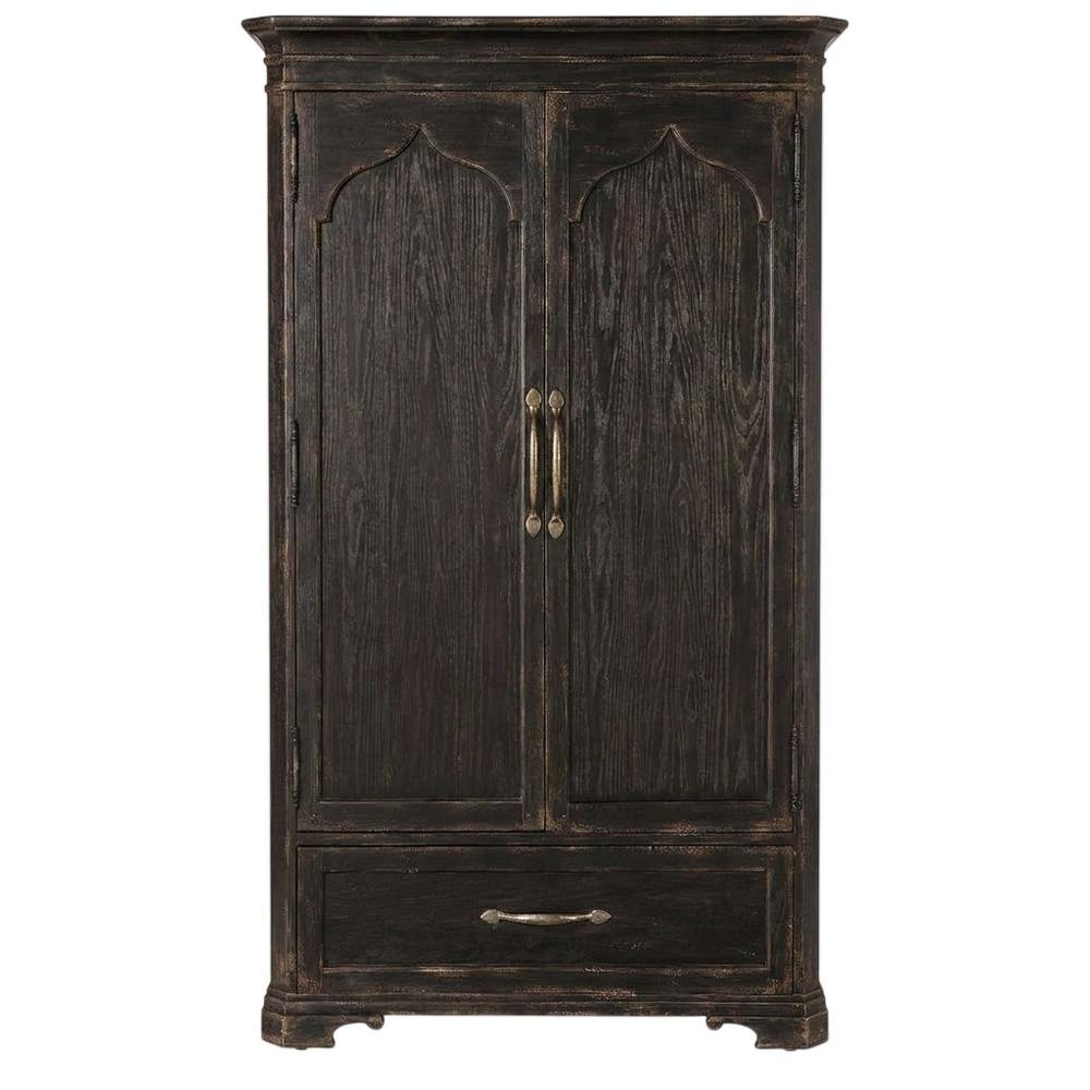 Oak Veneer Armoire Wardrobe Closet with Drawers and Shelves with Storage, Black