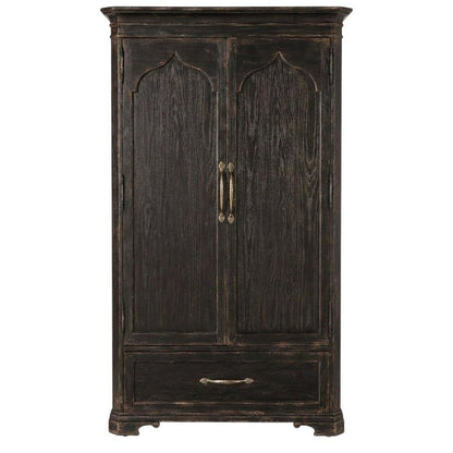 Oak Veneer Armoire Wardrobe Closet with Drawers and Shelves with Storage, Black