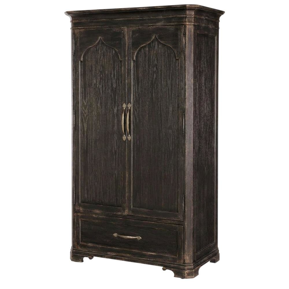 Oak Veneer Armoire Wardrobe Closet with Drawers and Shelves with Storage, Black
