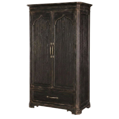 Oak Veneer Armoire Wardrobe Closet with Drawers and Shelves with Storage, Black