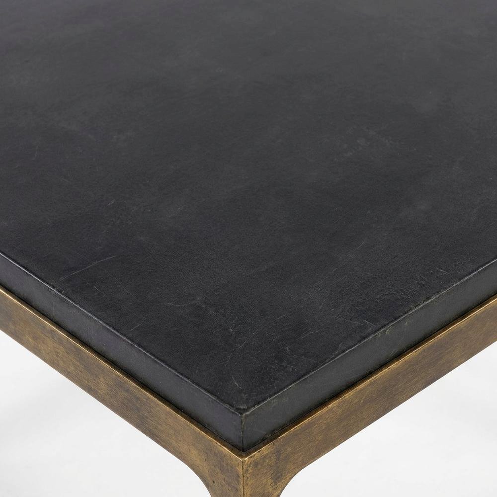 Mango Wood and Iron Round Cocktail Table with Metal Base for Living Room, Gold