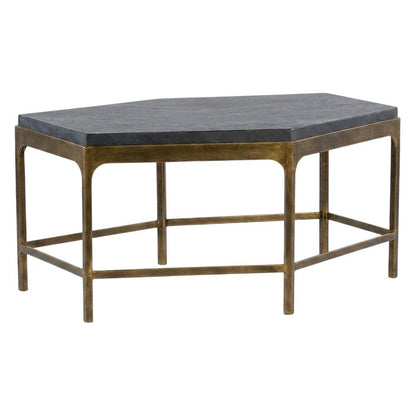 Mango Wood and Iron Round Cocktail Table with Metal Base for Living Room, Gold
