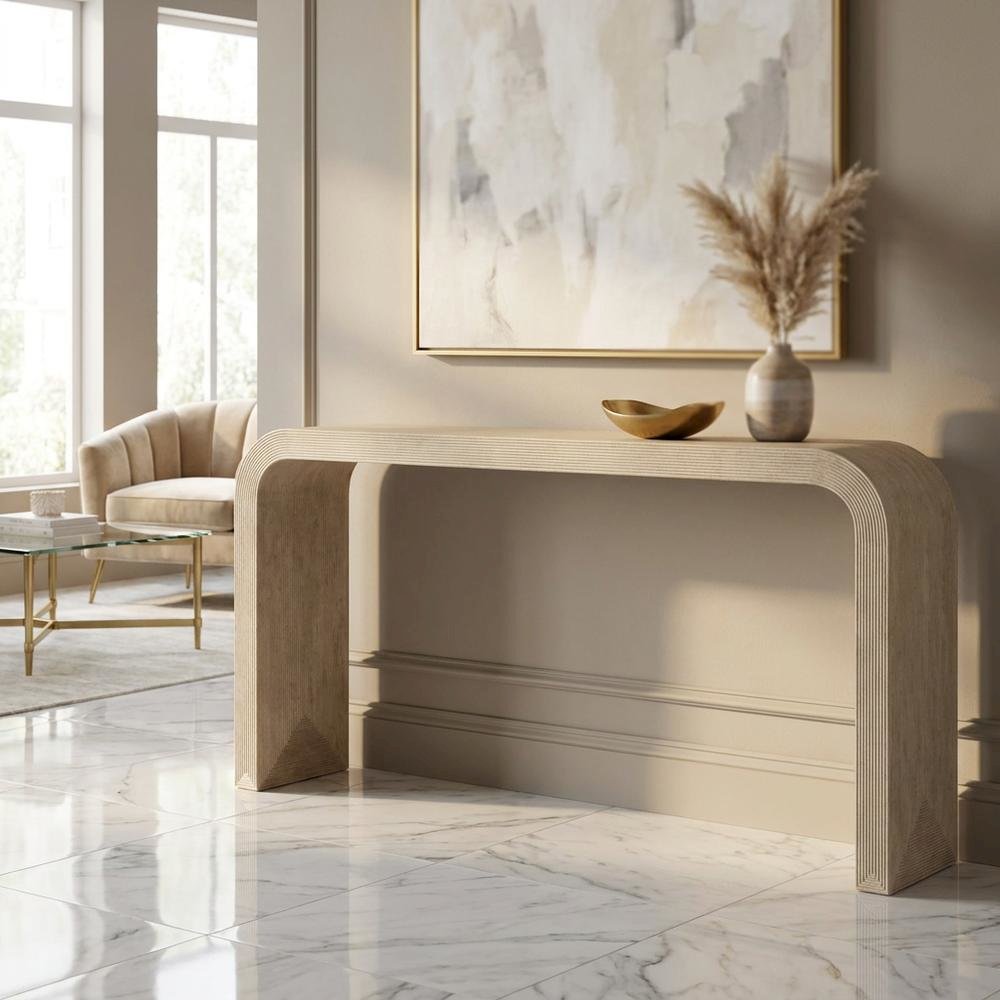 Wood and Resin Console Table, Sofa Table and Entryway Table, Brown