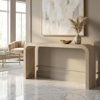 Wood and Resin Console Table, Sofa Table and Entryway Table, Brown