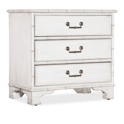 Charleston Three-Drawer Wood Nightstand in White by Hooker Furniture