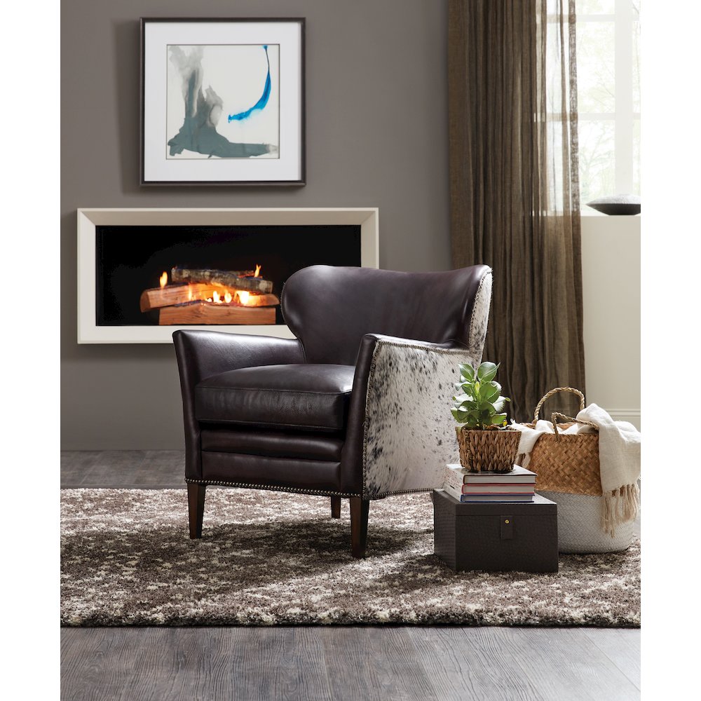 Kato Leather Club Chair with Salt Pepper HOH in Black Leather by Hooker