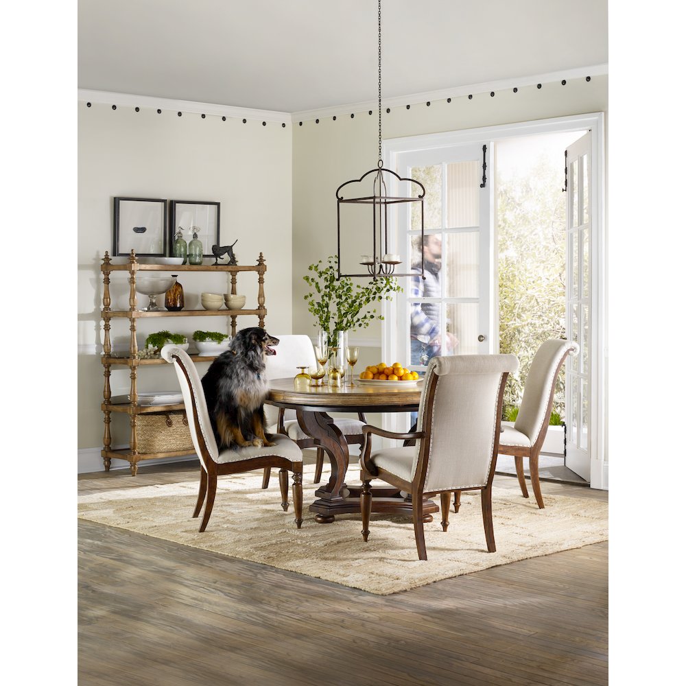 Hooker Furniture Archivist Upholstered Armless Dining Chair in Pecan