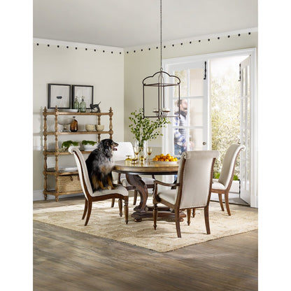 Hooker Furniture Archivist Upholstered Armless Dining Chair in Pecan