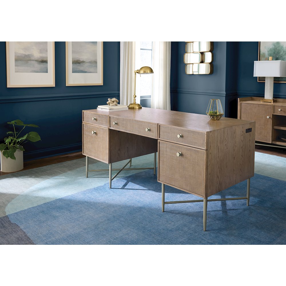 Sonnet Executive Desk in Medium Brown Wood by Hooker Furnishings