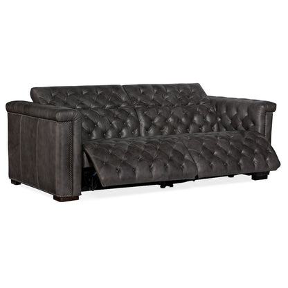 Savion 2 over 2 Sofa with Power Recline & Power Headrest in Gray Leather