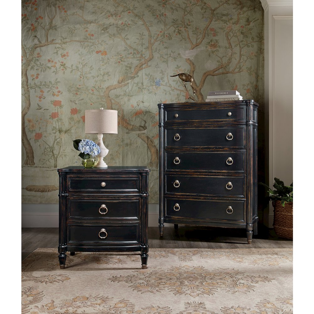 Hooker Furniture Charleston 5-Drawer Wood Chest in Black Cherry