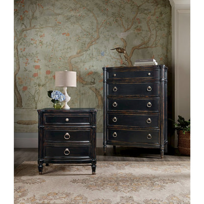 Hooker Furniture Charleston 5-Drawer Wood Chest in Black Cherry